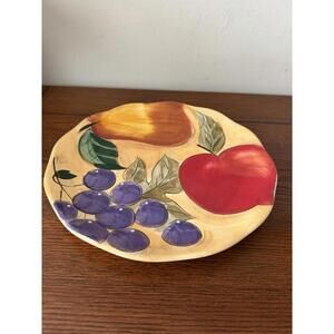 Home Trends VERDONA  Salad Plate Fruit Pattern Grapes Pear Apple Hand-painted